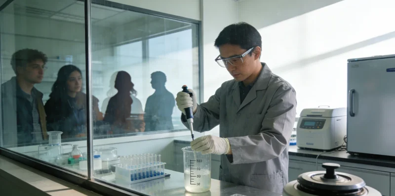 一位医生在实验室里观察基因测序