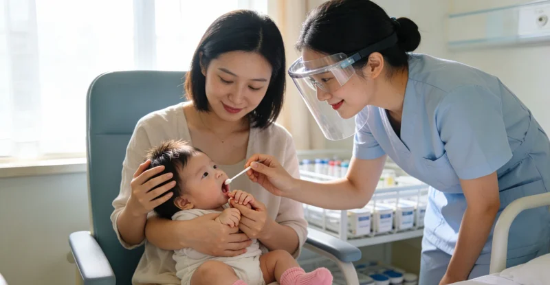 医生正在与患者家属沟通基因检测