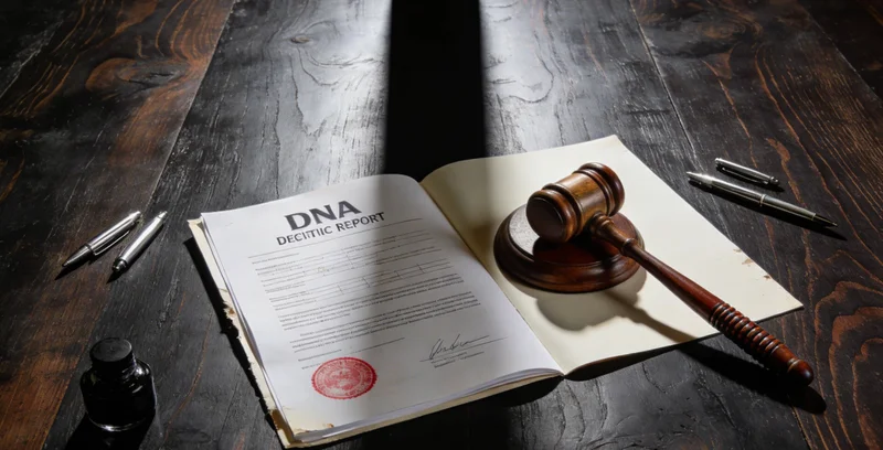 医生在诊室中,手指着基因检测报