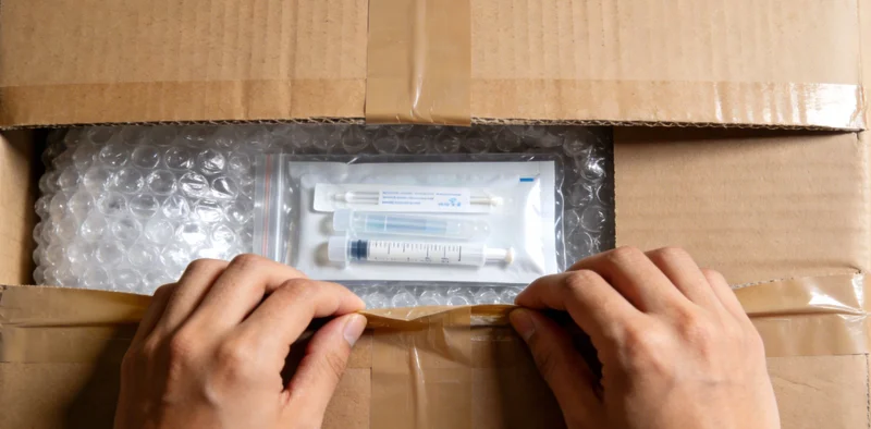 医生在户外林地向一位劳动者询问