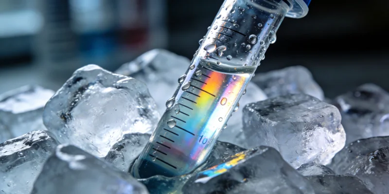 带有医疗标识的冷链运输车行驶在