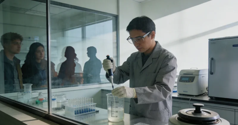 分子诊断实验室技术人员正在进行