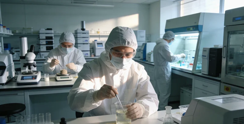 专业人士在电脑前分析基因检测数