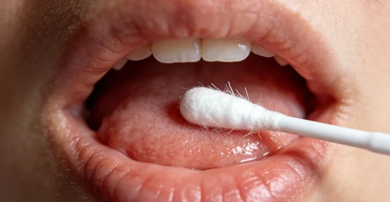 医护人员正在指导使用采样拭子