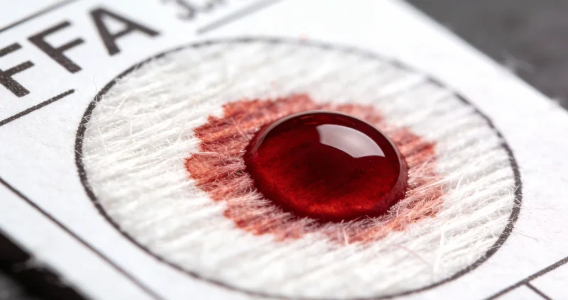 医护人员正在采集血液样本，旁边