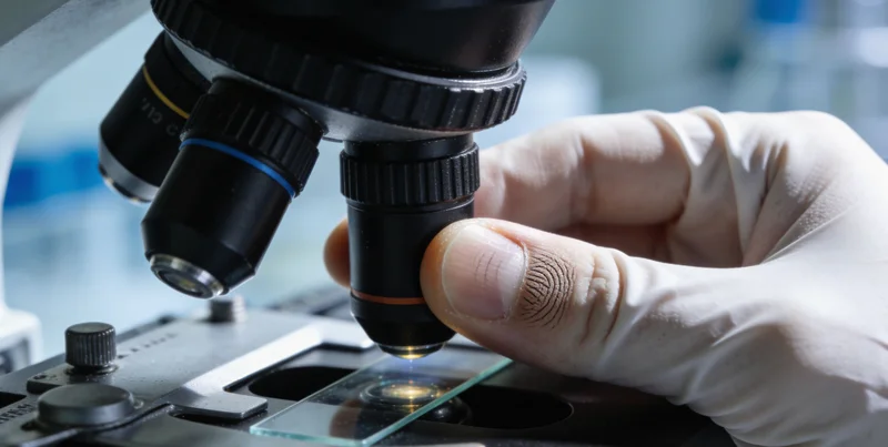 医生正在电脑前分析复杂的基因测