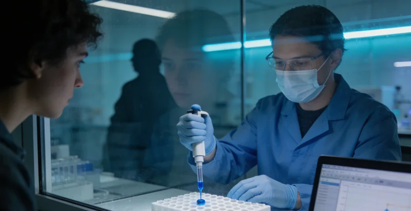 一位技术人员正在实验室操作精密