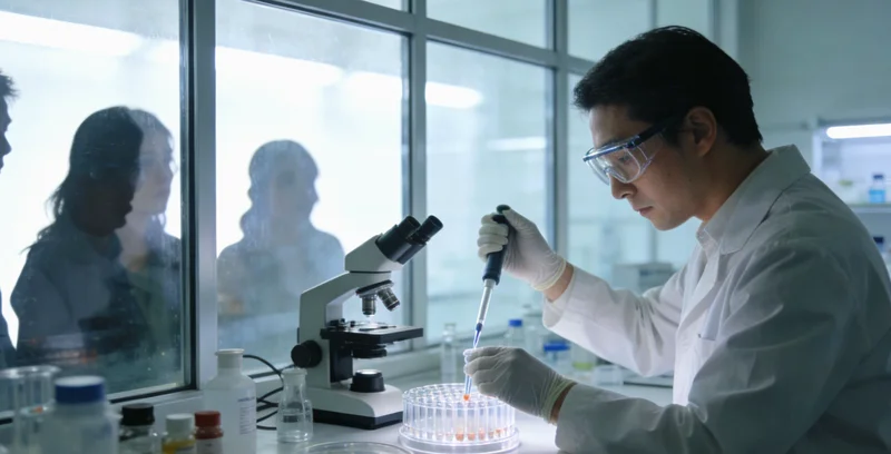 技术人员在PCR实验室进行基因