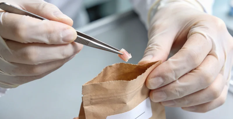 专业人员正在采集指甲或皮肤样本