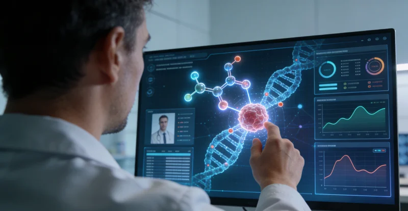 三亚家庭与医生共同查看基因检测