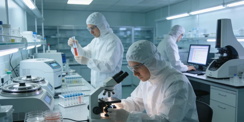 实验室内技术人员操作精密仪器进