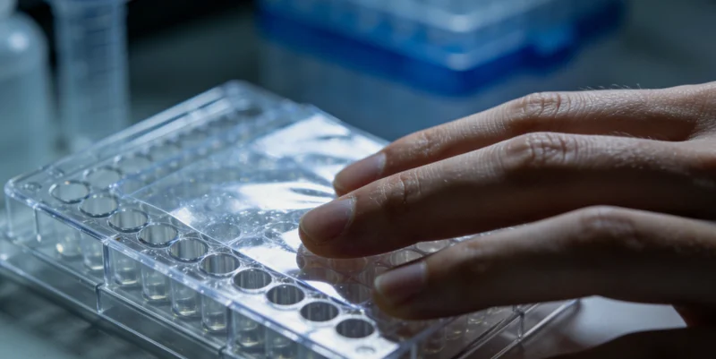 一只手拿着药片，背景是清晰的肺