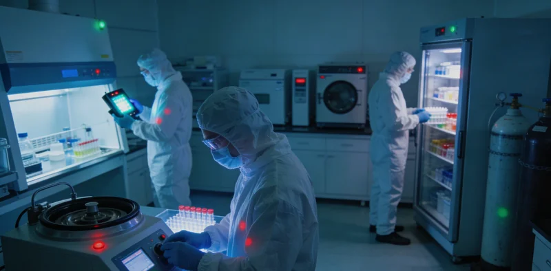 病原基因检测实验室内，技术人员