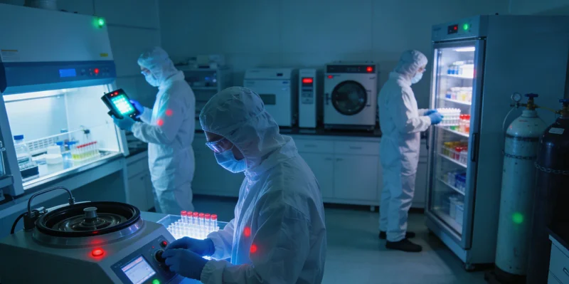 现代化基因测序实验室内部，技术