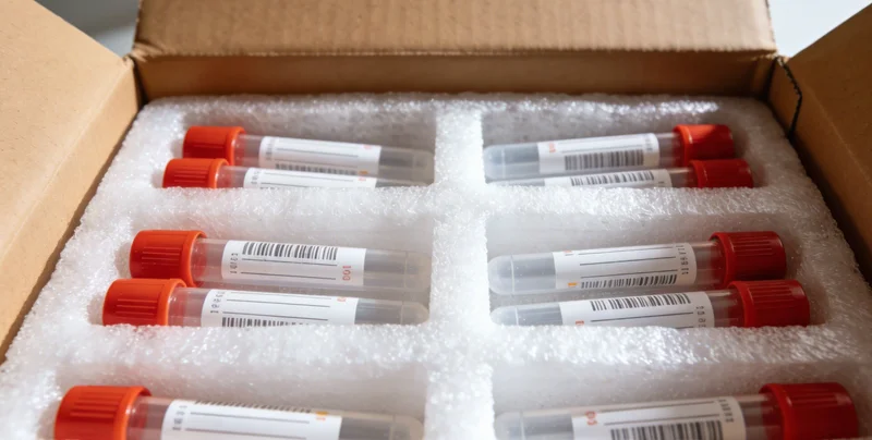 手拿手机查看加密电子检测报告,