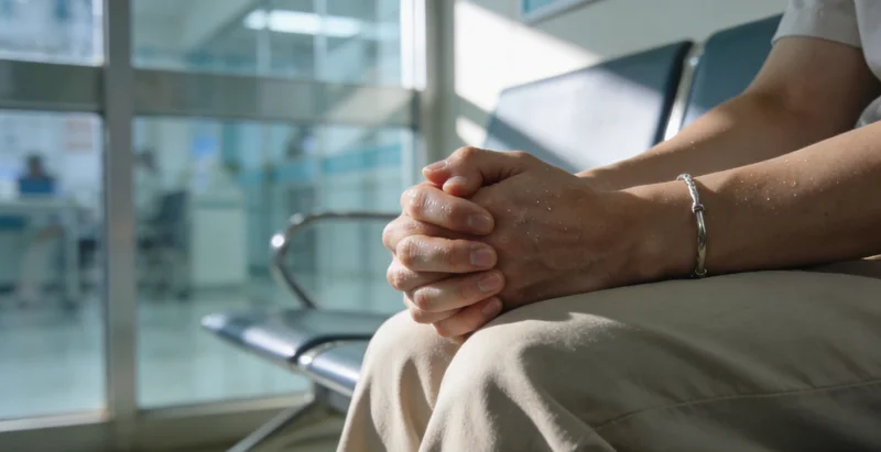 武威某医院内，家长抱着发烧的孩