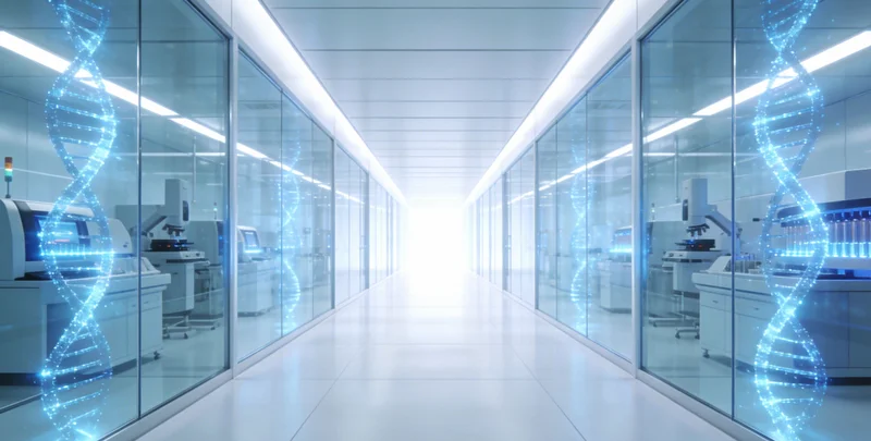 医学实验室内的专业检测仪器工作