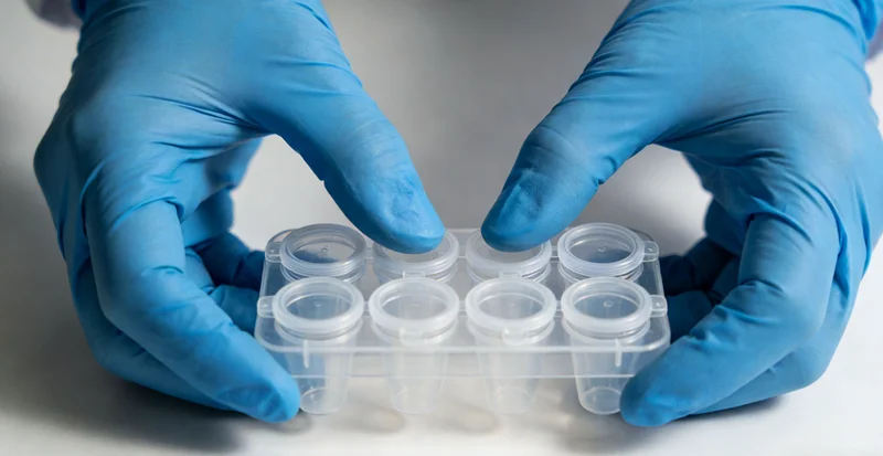 身穿白大褂的专业技术人员在生物