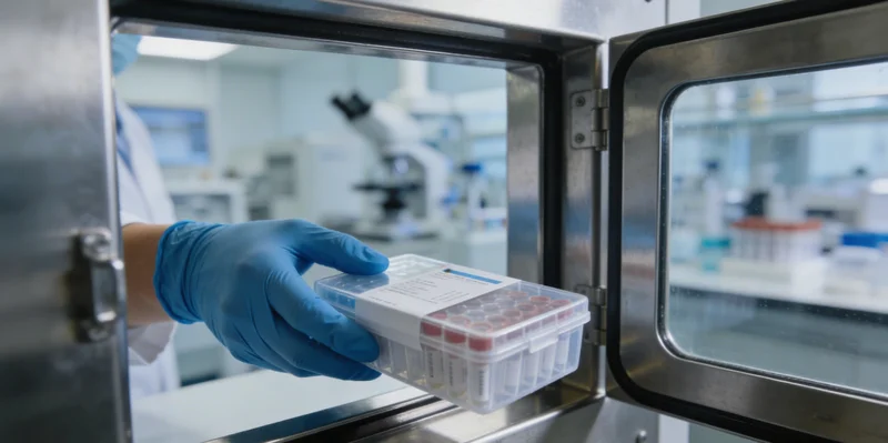 专业人士在电脑前分析基因检测报