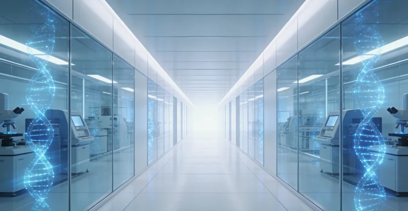 医生在诊室内与患者沟通检测方案