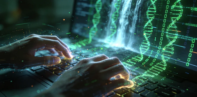 电脑屏幕上显示着复杂的基因序列