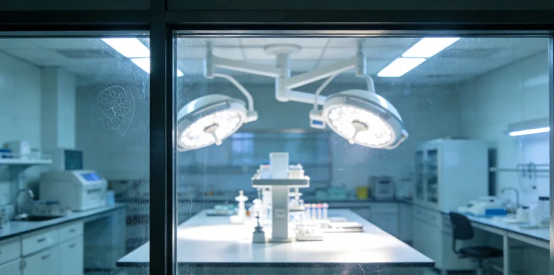 实验室内,穿着白大褂的技术人员