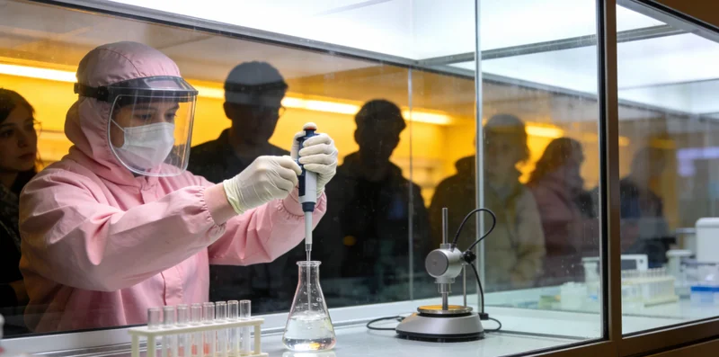 实验室中，技术人员正在操作精密