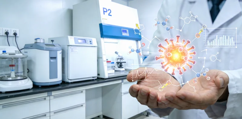 高科技实验室进行DNA测序分析