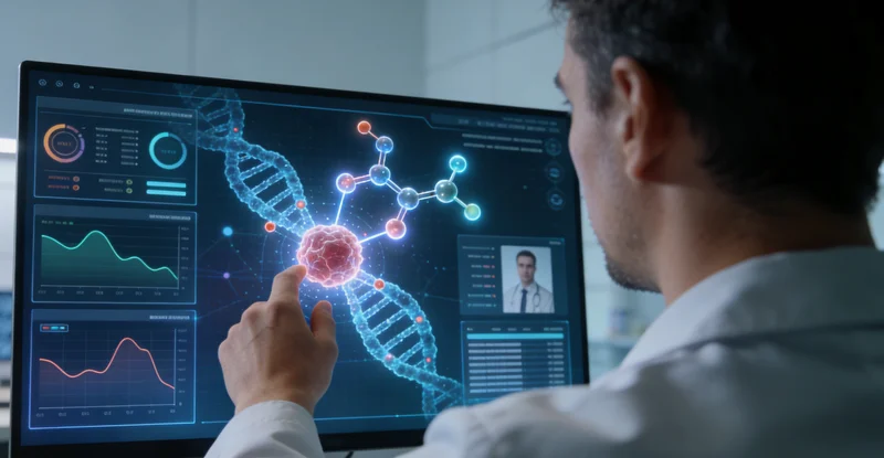 双河女性在查看基因检测报告并与