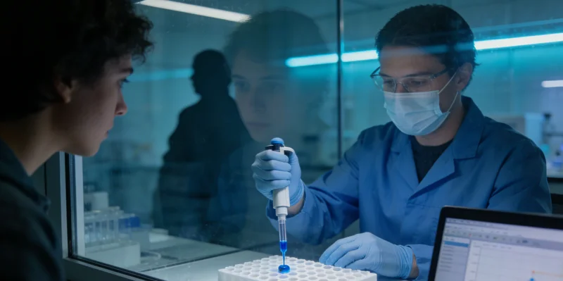 专业实验室内的精密检测仪器工作