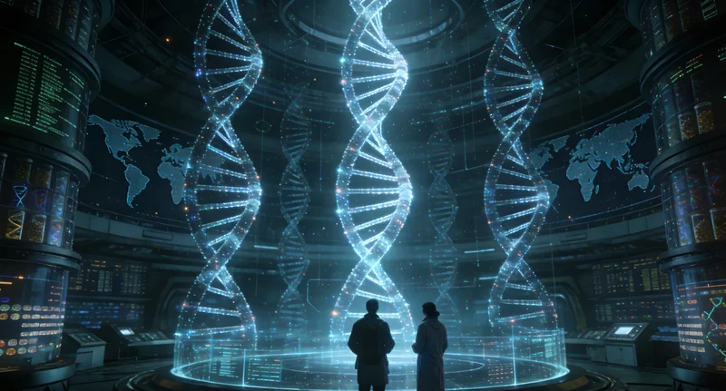 高科技基因测序实验室内部工作场