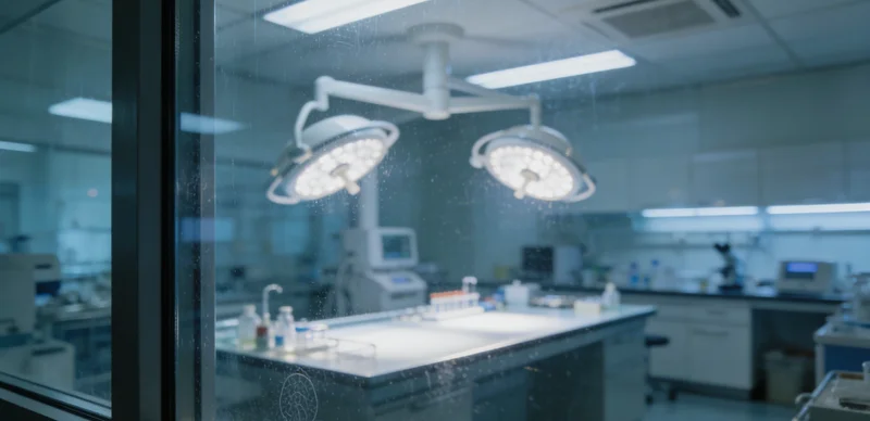 一位医生正在实验室里操作精密仪