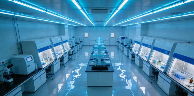 专业技术人员在实验室内进行样本