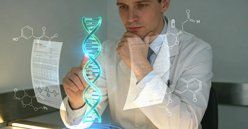 高科技基因测序实验室内部工作场