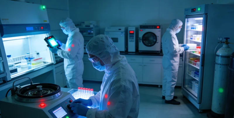 专业人员在实验室内进行真菌基因