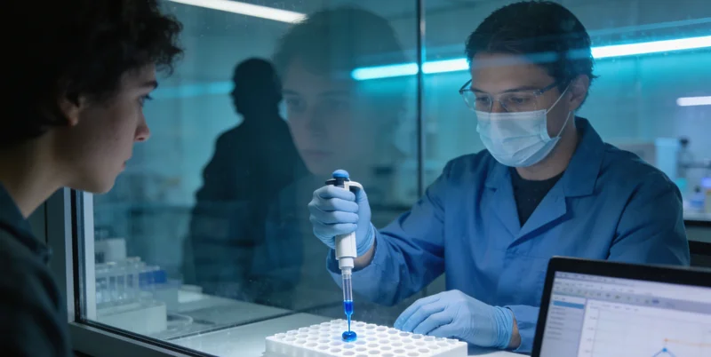 实验室技术人员正在进行PCR加