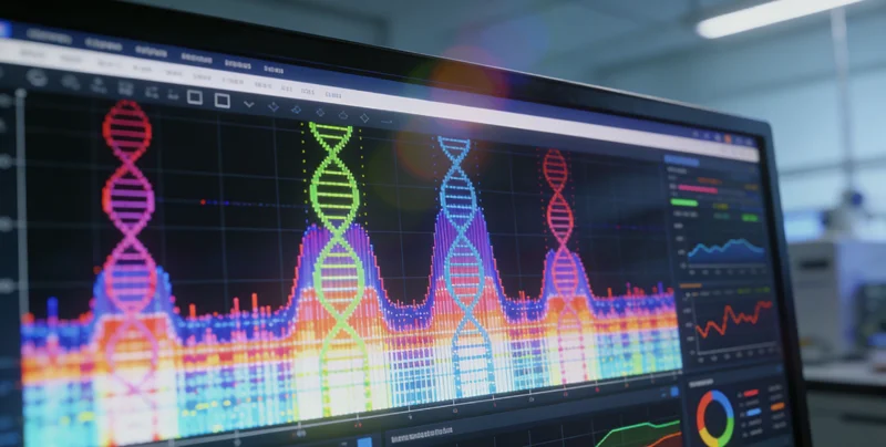 专业人士在电脑前进行生物信息数