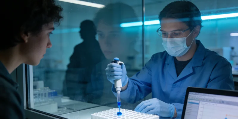 专业实验室内，检验人员正在进行