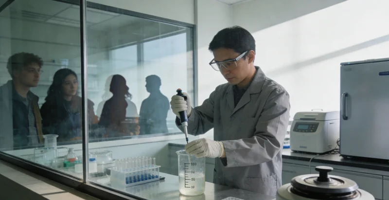 医学实验室中，技术人员正在操作