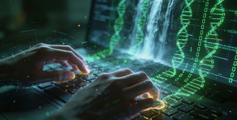 专业人士在电脑前分析基因测序数