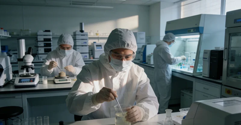 实验室技术人员在生物安全柜内进