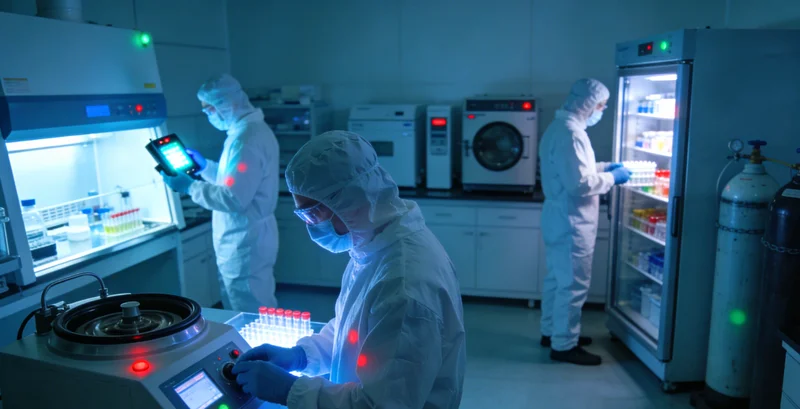 实验室技术人员在生物安全柜内进