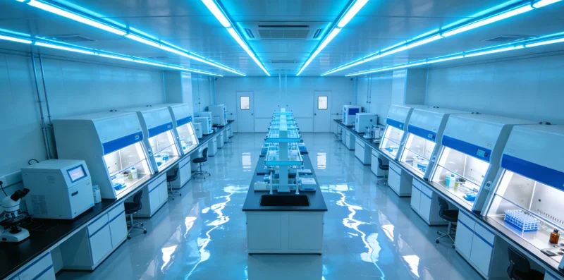 实验室内，专业人员正在操作精密