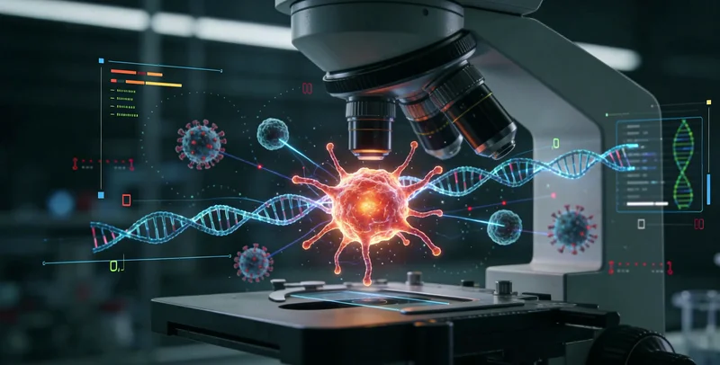 三河病理科医生观察肺癌组织切片