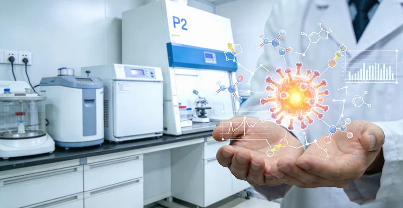 高科技基因测序实验室内部工作场