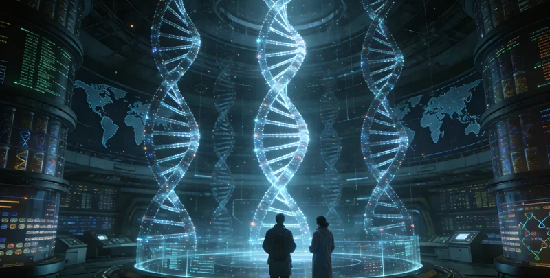 高科技基因测序实验室内部工作场