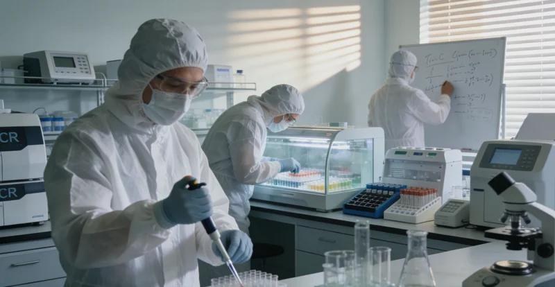 技术人员在现代化实验室内进行基