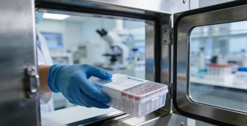 专业人士在电脑前分析复杂的基因