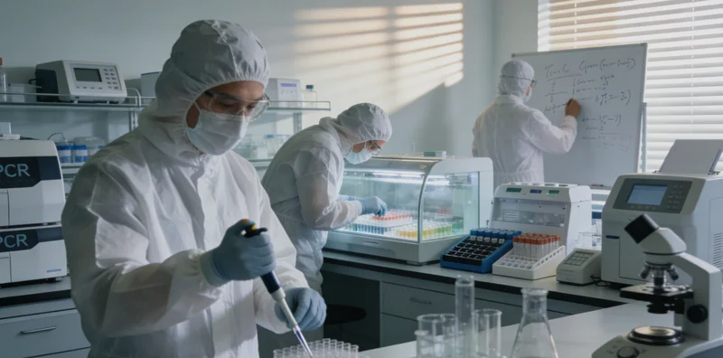 实验室中正在进行高通量基因测序