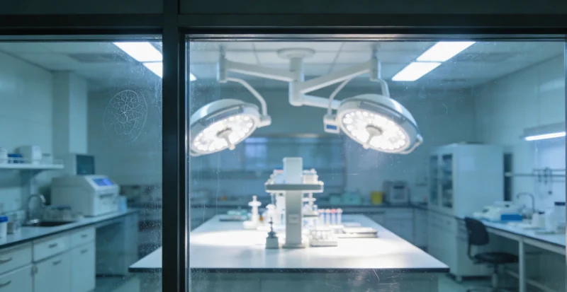 一位医生正在实验室分析检测样本